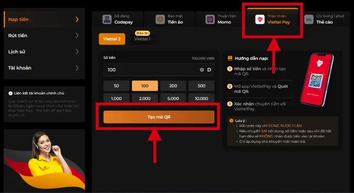 Nạp tiền Debet qua Viettel Pay – Tiện lợi, an toàn, thao tác dễ dàng.